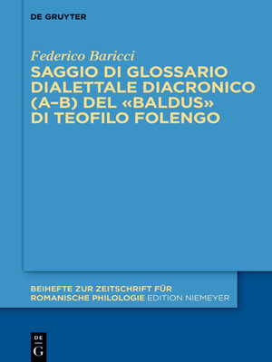 cover image of Saggio di glossario dialettale diacronico (A–B) del «Baldus» di Teofilo Folengo